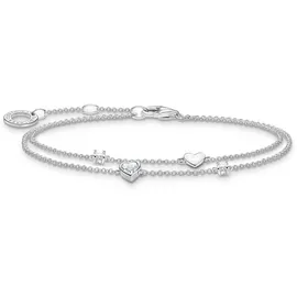 Thomas Sabo Armband mit Herzen und weiße Steine 925 Sterlingsilber A2057-051-14 - weiß