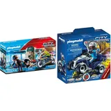 PLAYMOBIL City Action 70572 Polizei-Motorrad: Verfolgung des Geldräubers, Für Kinder von 4 - 10 Jahre & City Action 71092 Polizei-Speed Quad mit Rückzugsmotor, Spielzeug für Kinder ab 4 Jahren