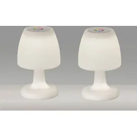 meineWunschleuchte 2er SET kleine Outdoor Akku Tischlampen 26cm ohne Kabel - dimmbar & RGB Farbwechsler