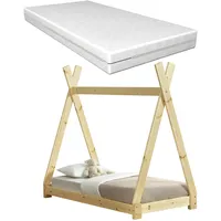 [en.casa] Kinderbett Onejda 70 x 140 cm Kiefer natur