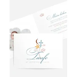 Einladungskarten Taufe selbst gestalten mit Spruch und Fotos im Onlinedesigner bei Meine-Kartenmanufaktur.de