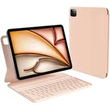 HOU Tastatur Hülle für iPad Air 6 11 Zoll, iPad Pro 11 Hülle mit Tastatur (4./3./2./1st),Kompatibel mit iPad Air 5, iPad Air 4. Generation, Ultra Slim,Verstellbarer Ständer,QWERTZ,Rosa