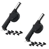 Relaxdays Grillgebläse manuell, 2er Set, handbetriebene Anzündhilfe, BBQ Grillföhn mit Kurbel, Kohle Anzünder, schwarz