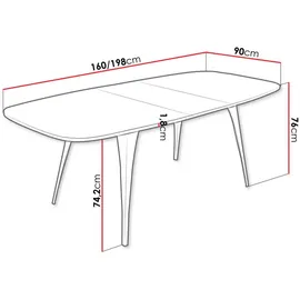 Mirjan24 Esstisch, Weiß Hochglanz, Holzwerkstoff, Oval,Oval, 160x76x90 cm, Esszimmer, Tische, Esstische