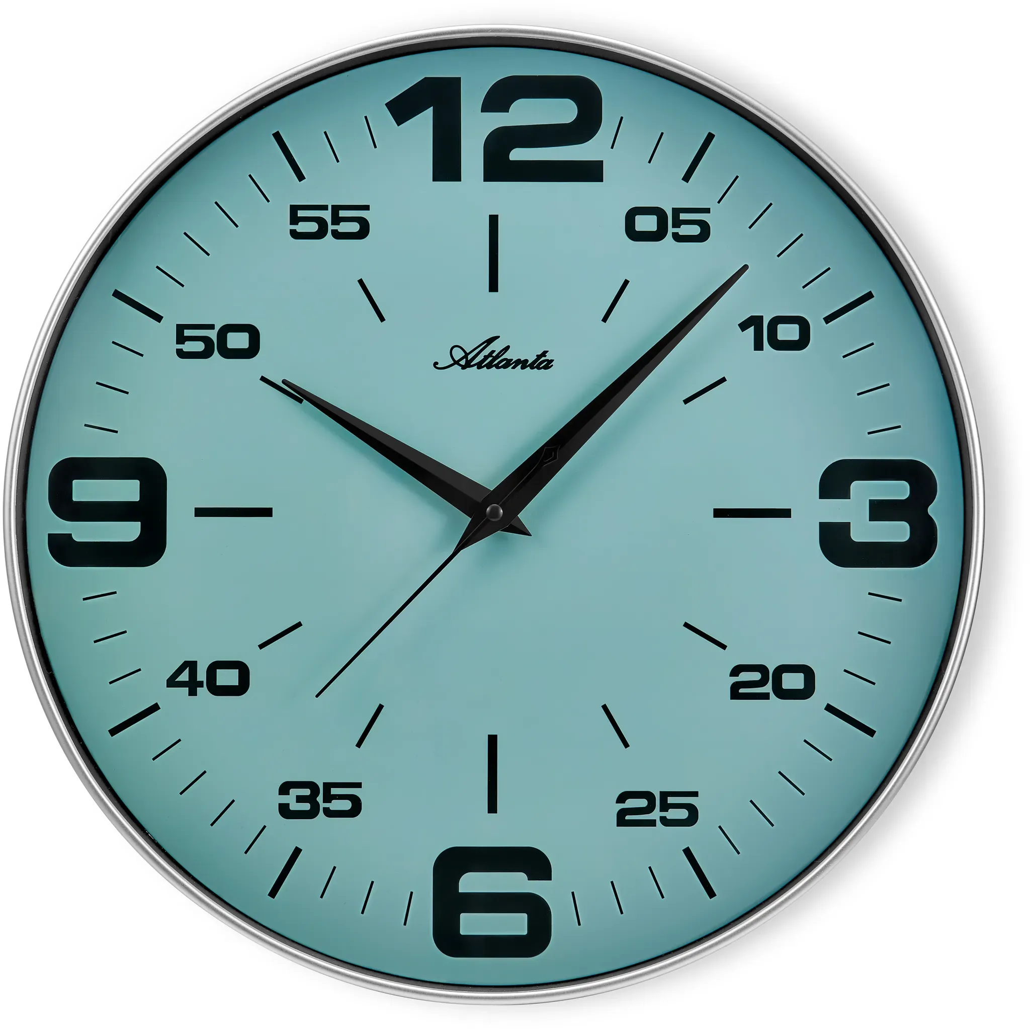 Wanduhr ATLANTA, silberfarben, Wanduhren, Ø 40cm, Wanduhr, Wohnzimmer, Esszimmer, Küche, Arbeitszimmer, Flur, Büro, Gästezimmer