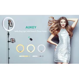 Aukey Ringlicht 10-Zoll-Dimmbar weiß
