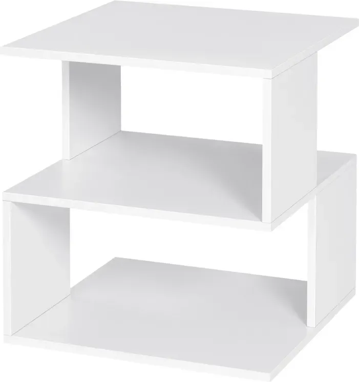 EUGAD 2er-Set Nachttische, Weiß, modern, minimalistisches Design, mit 2 Ablagen, 40x40x43,5 cm
