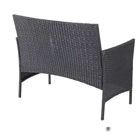 Mendler Poly-Rattan Garten-Garnitur HWC-D82, Sitzgruppe Lounge-Set ~ schwarz mit Kissen creme