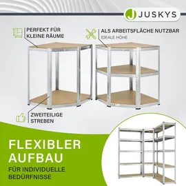 Juskys Eckregal MDF 15 Böden Silber/Braun