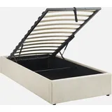 sweeek - Boxbett Mit Lattenrost Und Kopfteil, Bouclé-bezug, Weiß