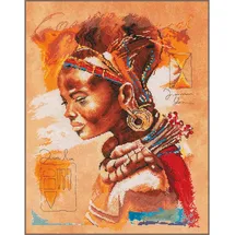 Lanarte Zählmusterpackung Afrikanische Frau Kreuzstich, Baumwolle, Mehrfarbig, 39.0 x 49.0 x 0.30 cm