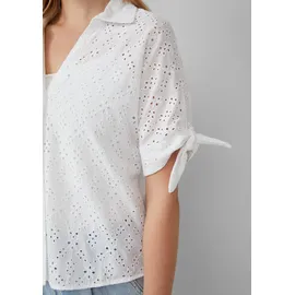 s.Oliver Lockere Bluse mit Lochstickerei und Knotendetail - Weiß - 38