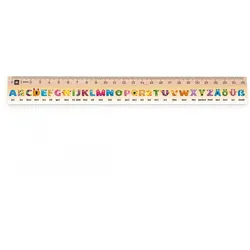 25 cm Holzlineal | Bedrucktes Deutsches Alphabet | Metrie