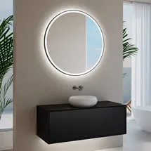 Neoro n60 Unterschrank B: 120 cm mit 1 Auszug, Waschtisch weiß matt, mit Lichtspiegel, BN0934WM+BN0757BM+BN0023MI,