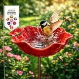 Vogeltränke Blume, Bienentränke Garten, Bienentränke Metall für Garten, Winterfest Insektentränke Gartens, Handgefertigt Gartenstecker Vogeltränke für Außenbereich, Rasen, Gartendekoration
