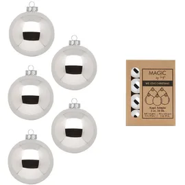 MAGIC by Inge 24 Weihnachtskugeln 3cm Glas Christbaumkugeln Weihnachtsbaumkugeln silber glanz