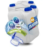Kosmetex 4X Kanister 25L mit Hahn, Geruchsneutral, Wasserkanister 25 Liter für Wasser & Lebensmittel, BPA frei, für Outdoor, Camping, Haushalt & Gewerbe | Made in Germany