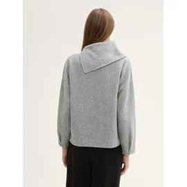 Tom Tailor Damen Sweatshirt mit asymmetrischem Kragen, grau, Meliert, Gr. M