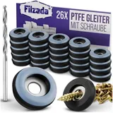 Filzada Möbelfuß 26x Teflongleiter Schraube Rund Ø19,22,25,38mm PTFE Möbelgleiter Ø 2,2 cm