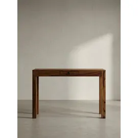 KADIMA DESIGN Schreibtisch 118x40x76 cm Massivholz Computertisch mit Schublade, Homeoffice Bürotisch Massiv Schmal Platzsparend, Holztisch Laptoptisch