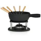 BBQ-Toro 9-teiliges Gusseisen Fondue Set für 6 Personen, 2 L, Fondueset mit Brenner und Gabeln | BBQ-Toro