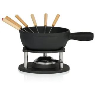 BBQ-Toro Fondue 9-teiliges Gusseisen Fondue Set für 6 Personen, 2 L, Fondueset schwarz