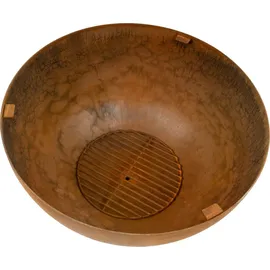 BBQ-Toro Feuerschale mit Grill Ø 60 cm, Rostoptik, Feuerplattengrill, Outdoor Feuerstelle