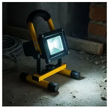 GLOBO LIGHTING Baustrahler, LED-Leuchtmittel fest verbaut, Kaltweiß, Tageslichtweiß, Baustrahler LED Baustellenleuchte Tageslicht beweglich Akku H 22,5 cm gelb