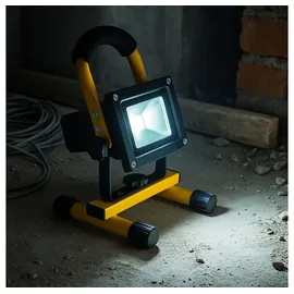 GLOBO LIGHTING Baustrahler, LED-Leuchtmittel fest verbaut, Kaltweiß, Tageslichtweiß, Baustrahler LED Baustellenleuchte Tageslicht beweglich Akku H 22,5 cm gelb