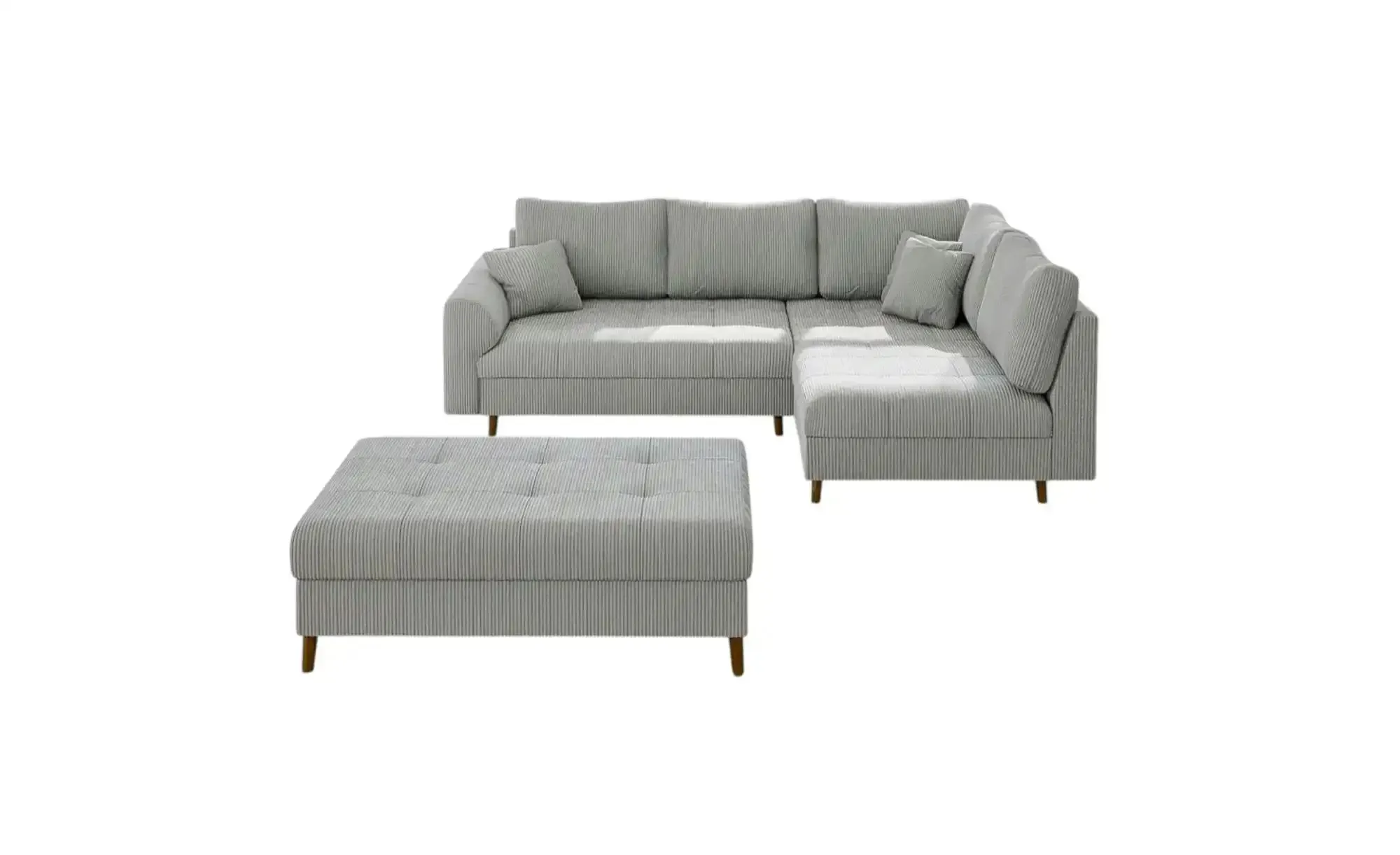 S-STYLE Ecksofa mit Hocker  Maya ¦ grau ¦ Maße (cm): B: 231 H: 81