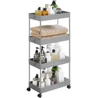 Songmics Rollwagen, Küchenwagen, Küchenregal, Nischenregal, mit 6 Haken, 360°