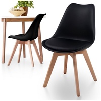 MIADOMODO Esszimmerstuhl Esszimmerstühle 2/4/6/8er Set - aus Kunststoff & Massivholz, Farbwahl (2 St) schwarz