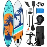 BRAST SUP Board Tropic | Aufblasbares Stand up Paddle Set | 320x81x15cm | 5 Designs | 5 Jahre Garantie | inkl. Sonderzubehör | 2in1 Paddel Kajak-Sitz Action-Cam-Halterung Fußschlaufe Pumpe Rucksack