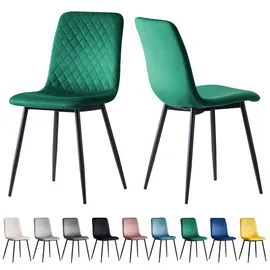 mcc direct Esszimmerstühle lexi im 2er Set, mit Samtbezug & Metallbeinen, Designerstuhl, Grün