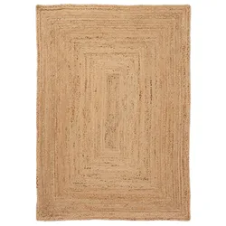 Teppich CARPETFINE "Nele Juteteppich Naturfaser", beige (natur), B:300cm H:6mm L:400cm, Jute, Teppiche, geflochtener Wendeteppich aus 100% Jute, quadratisch und als Läufer