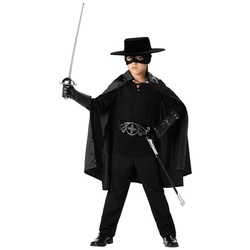 In Character Kostüm Schwarzer Rächer, Hochwertiges Zorro-Kostüm für kleine Haudegen schwarz 110-116