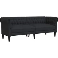 vidaXL Chesterfield-Sofa 3-Sitzer Schwarz Stoff