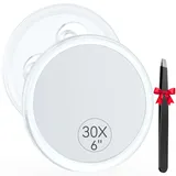 Auxmir 30X Vergrößerungsspiegel 15cm mit 3 Saugnäpfen, Kosmetikspiegel mit 30-Fach Vergrößerung, Schminkspiegel Wandspiegel für Zuhause Badezimmer Reisen