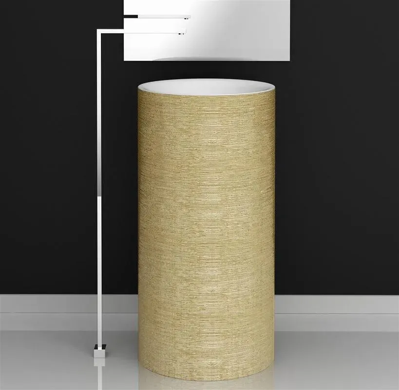 Glassdesign TOMMY METROPOLE Säulenwaschtisch  mit Wandablauf, VetroFreddo - gold pink