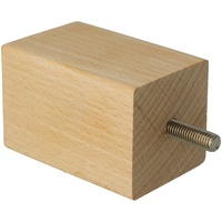 AMIG - Quadratische Holzfußstütze | Buchenholzfuß mit natürlicher Oberfläche | Ersatzfüße für Sofas, Betten, Tische | Befestigung: Metallzapfen mit Gewinde M8 | Maße: 50 x 50 x 80 mm