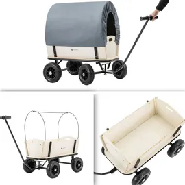 MIWEBA Bollerwagen Canvas mit Dach grau