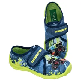 Fischer Markenschuh Klett-Hausschuh Blau 28