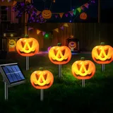 Halloween Deko Outdoor Solarlampen für Außen Gartendeko LED Solar Gartenleuchten,Halloween Kürbis Laterne Weg Solar Lichter,Halloween Dekorationen Solarleuchten Gartenlampen für Draußen (01)