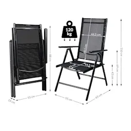 CASARIA Bern Gartenstuhl 6er Set 6 x 6 x 108 cm grau klappbar