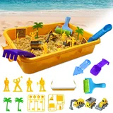 Uoliui Magic Sand, Zaubersand Baustelle mit Koffer, Spielsand Magischer Sand Magic Sand Kinder, Spielsand Sandspielzeug mit 1.5 KG Magic Toy Sand für Kinder ab 3 Jahren, Spielsand für Drinnen