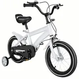 Garbenat 14 Zoll Kinderfahrrad mit Stützrädern Upgraded Kinder Fahrrad für ab 3-6 Jahre HöHenverstellbar Kinderfahrrad für Jungen & Mädchen Jugend Fahrrad für Schulung Outdoor Reiten (Weiß)