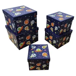 Geschenkkarton Kind Weltall dunkelblau 52545 5tlg Würfel
