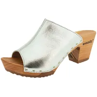 woody Damen Elly Clog Pantolette, Silver, 42 EU