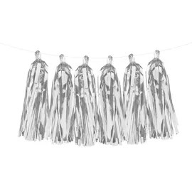 Partydeco Girlande mit Quasten 12 St. 200 cm Silber
