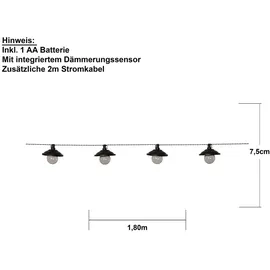 Star Trading Solar-Lichterkette Globe Shade, warmweiß, Batterie, 180cm